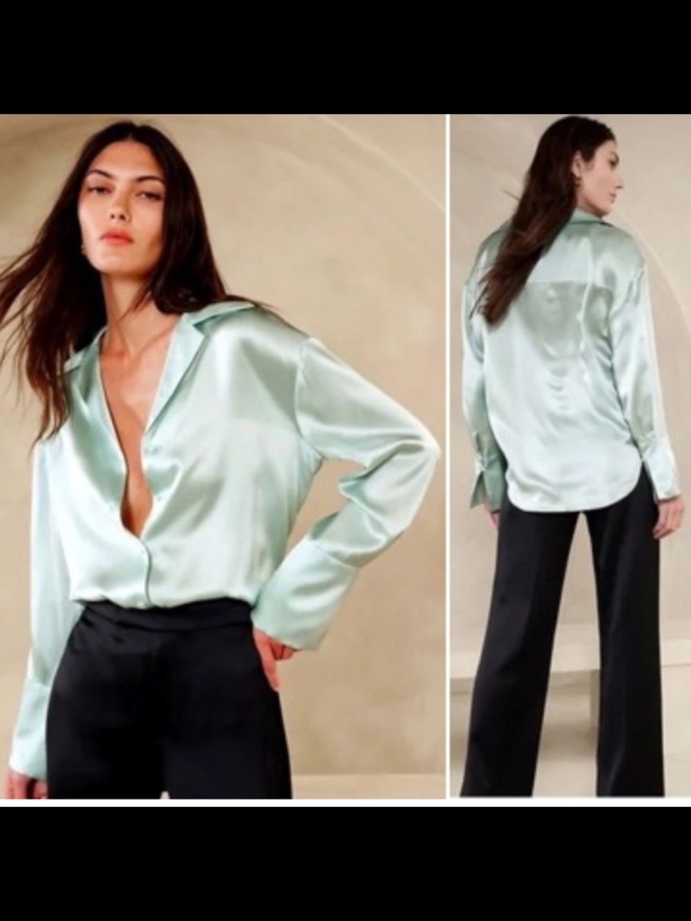 Silk Resort Button-Down Blouse in Blizzard Blue Small